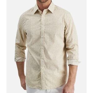 Club Room Mens Sand Tan Medallion Print Button-Down Long Sleeve Shirt Large